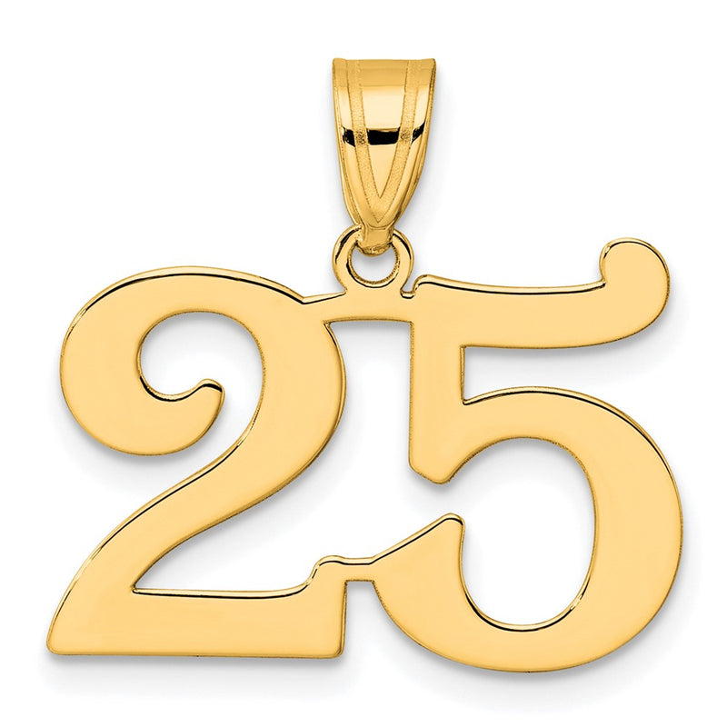 14k Yellow Gold Polished Number 25 Pendant
