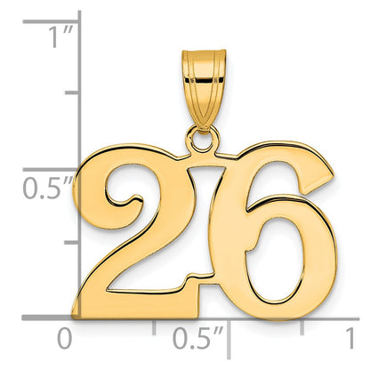 14k Yellow Gold Polished Number 26 Pendant