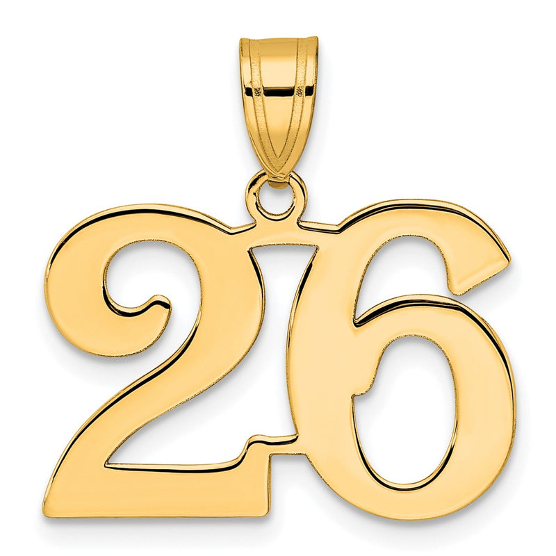 14k Yellow Gold Polished Number 26 Pendant