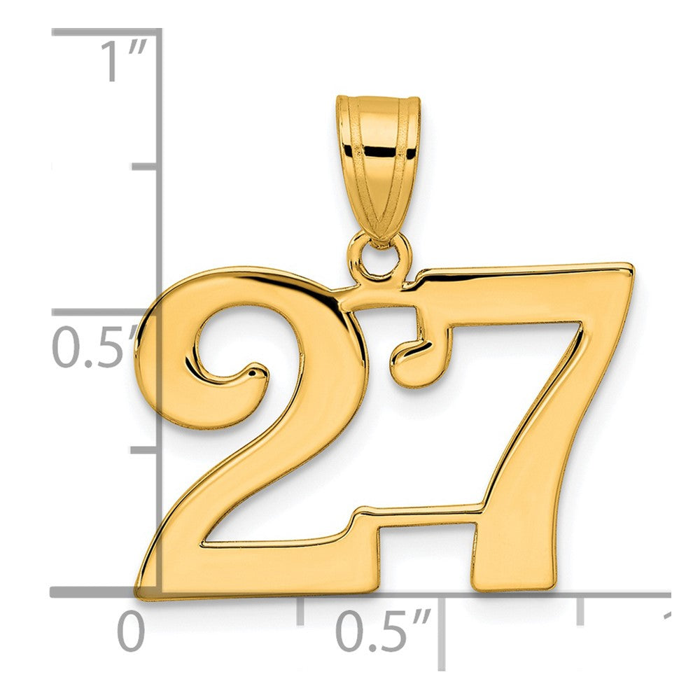 14k Yellow Gold Polished Number 27 Pendant