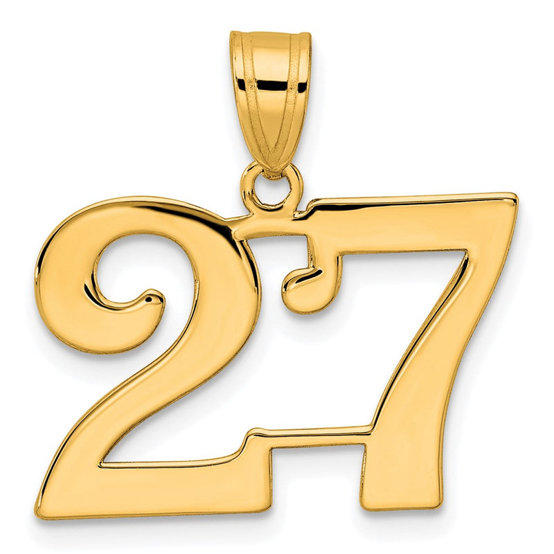 14k Yellow Gold Polished Number 27 Pendant