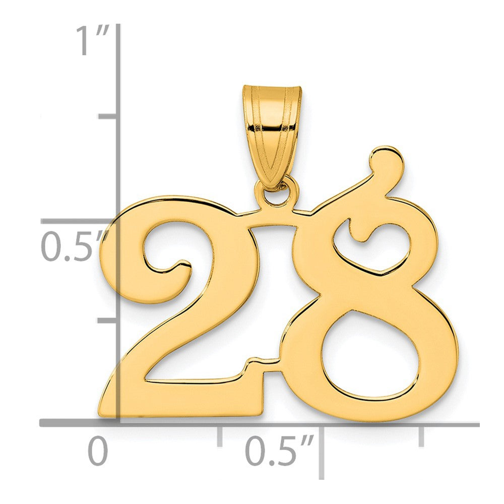 14k Yellow Gold Polished Number 28 Pendant