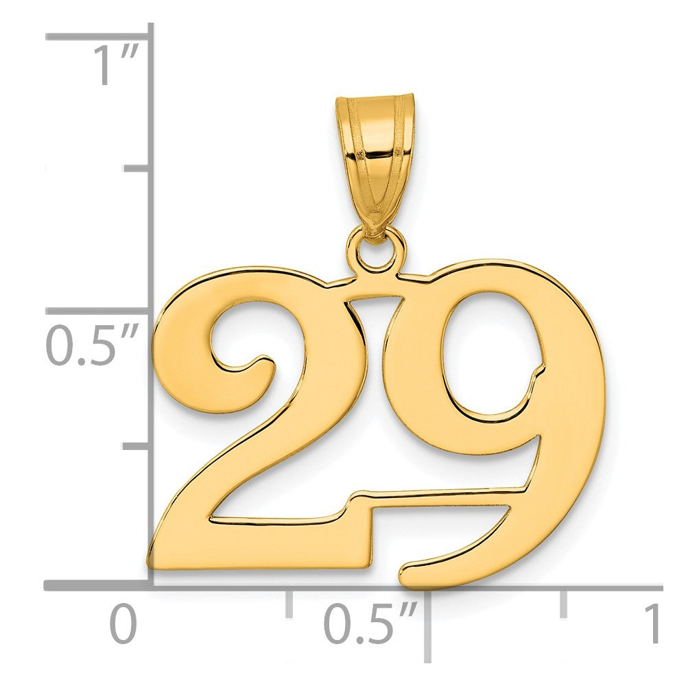 14k Yellow Gold Polished Number 29 Pendant