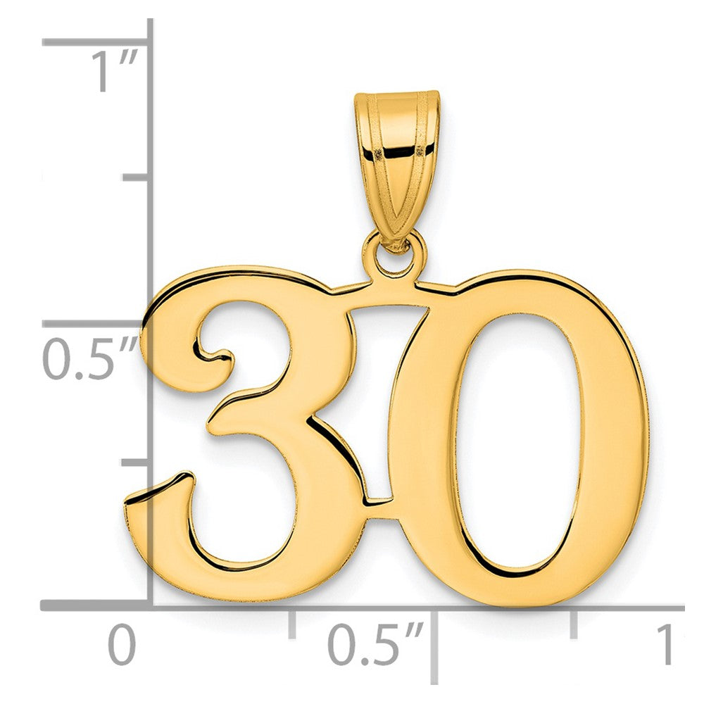 14k Yellow Gold Polished Number 30 Pendant