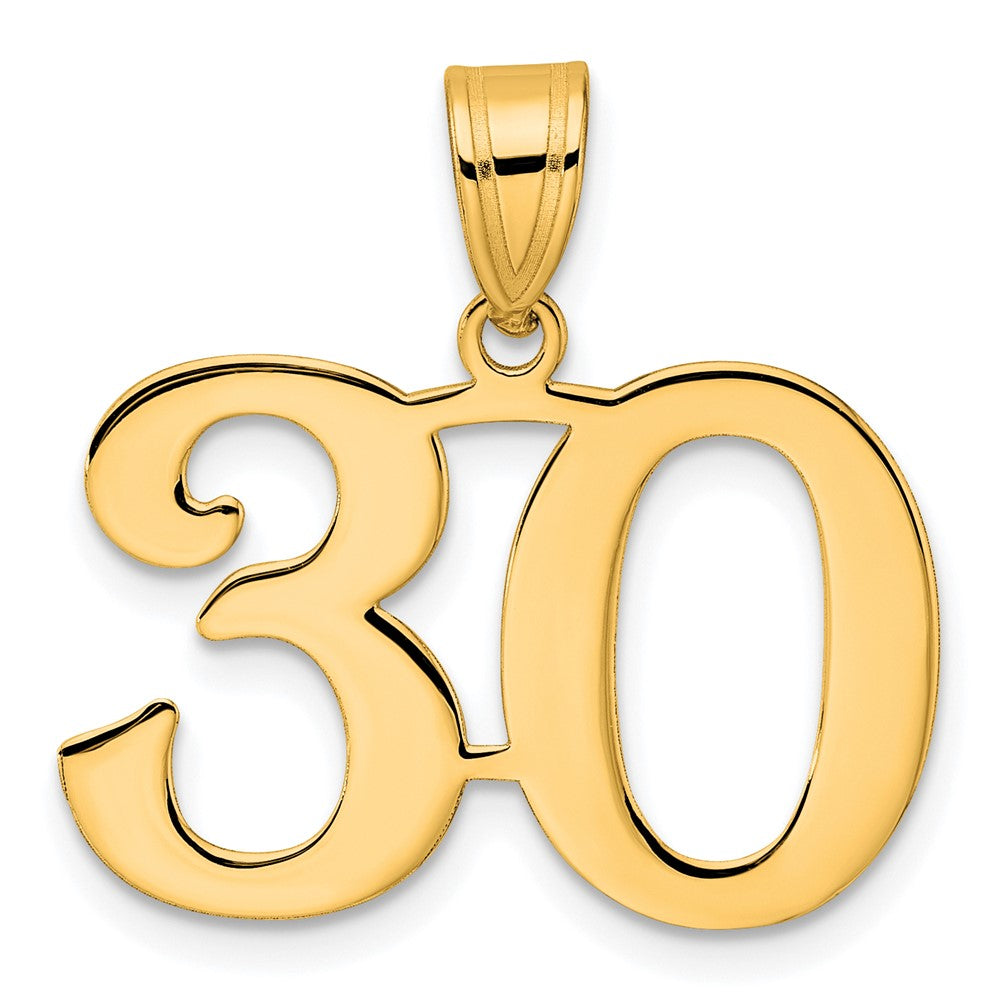 14k Yellow Gold Polished Number 30 Pendant