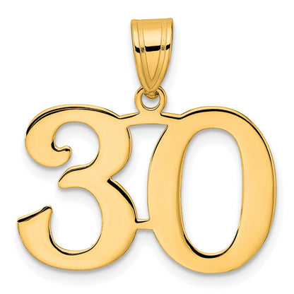 14k Yellow Gold Polished Number 30 Pendant