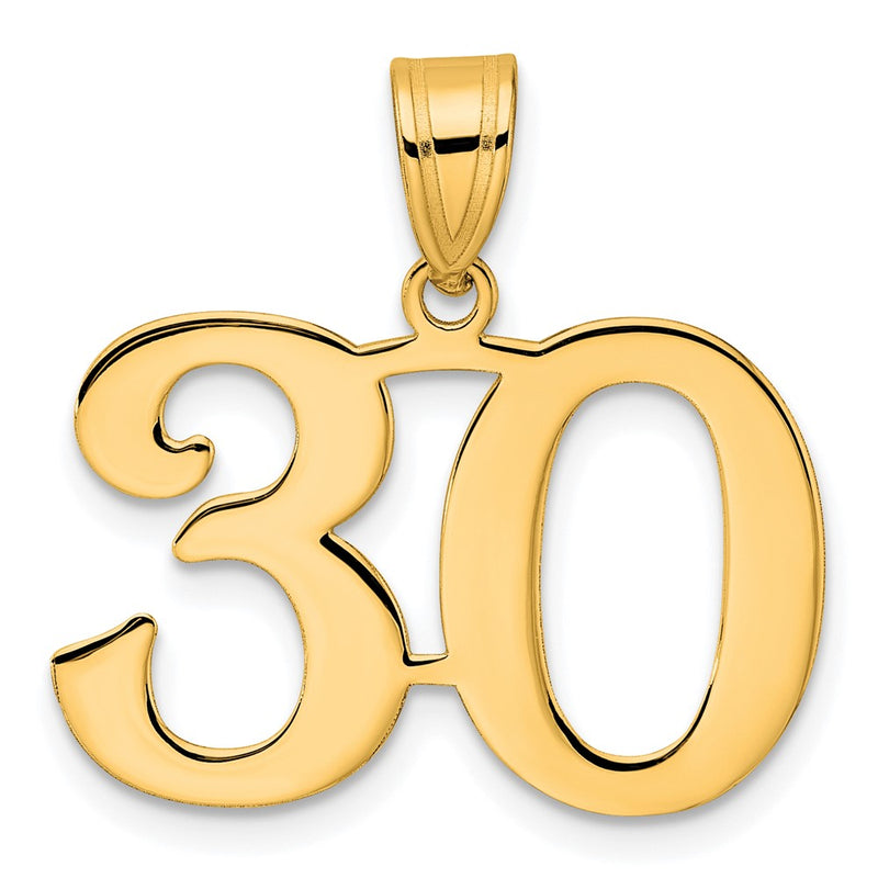 14k Yellow Gold Polished Number 30 Pendant