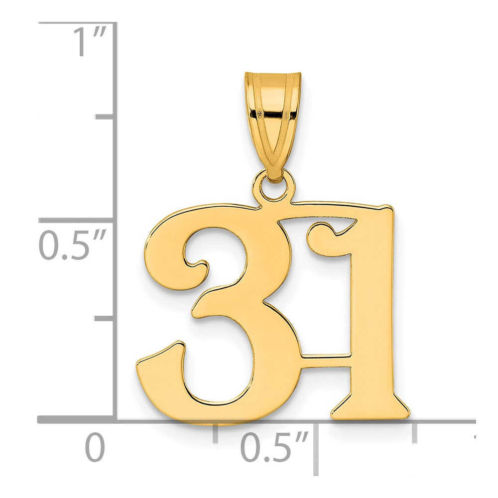 14k Yellow Gold Polished Number 31 Pendant