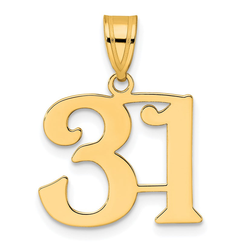 14k Yellow Gold Polished Number 31 Pendant
