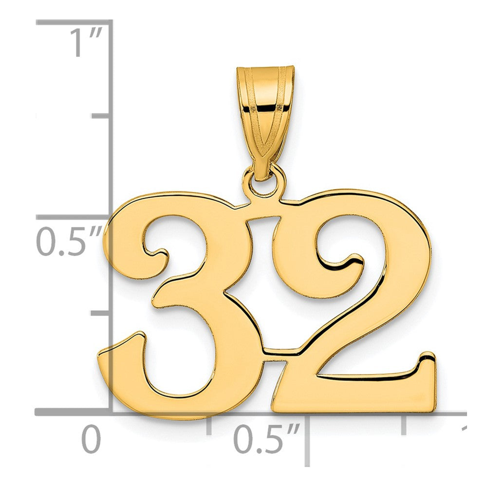 14k Yellow Gold Polished Number 32 Pendant