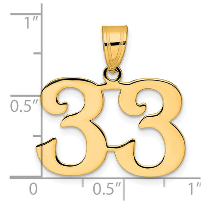 14k Yellow Gold Polished Number 33 Pendant