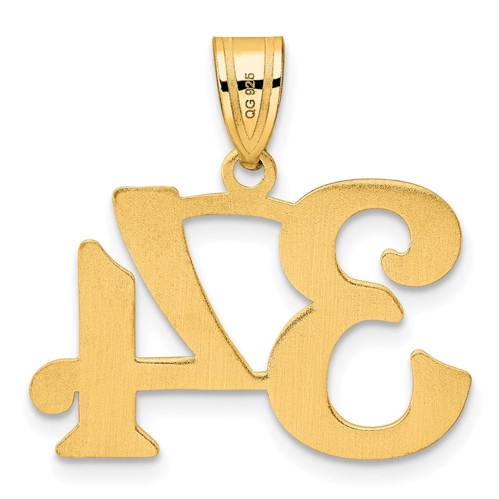 14k Yellow Gold Polished Number 34 Pendant