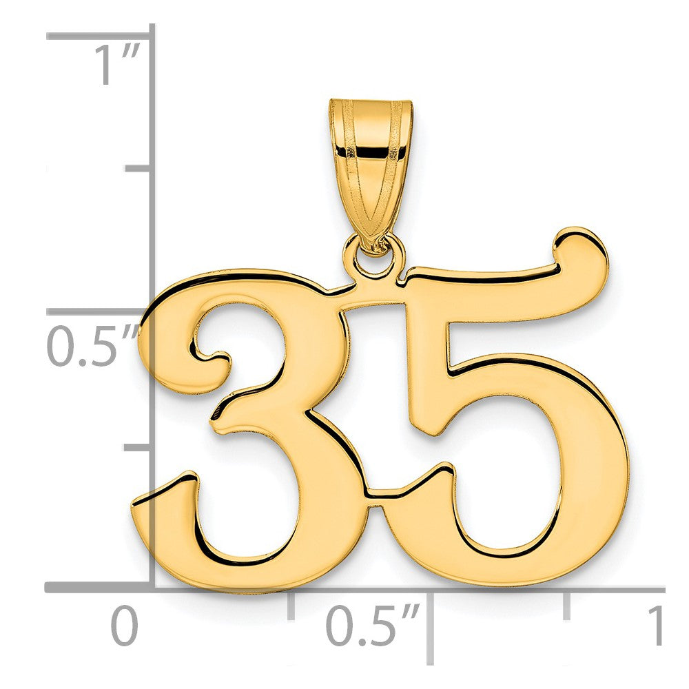 14k Yellow Gold Polished Number 35 Pendant