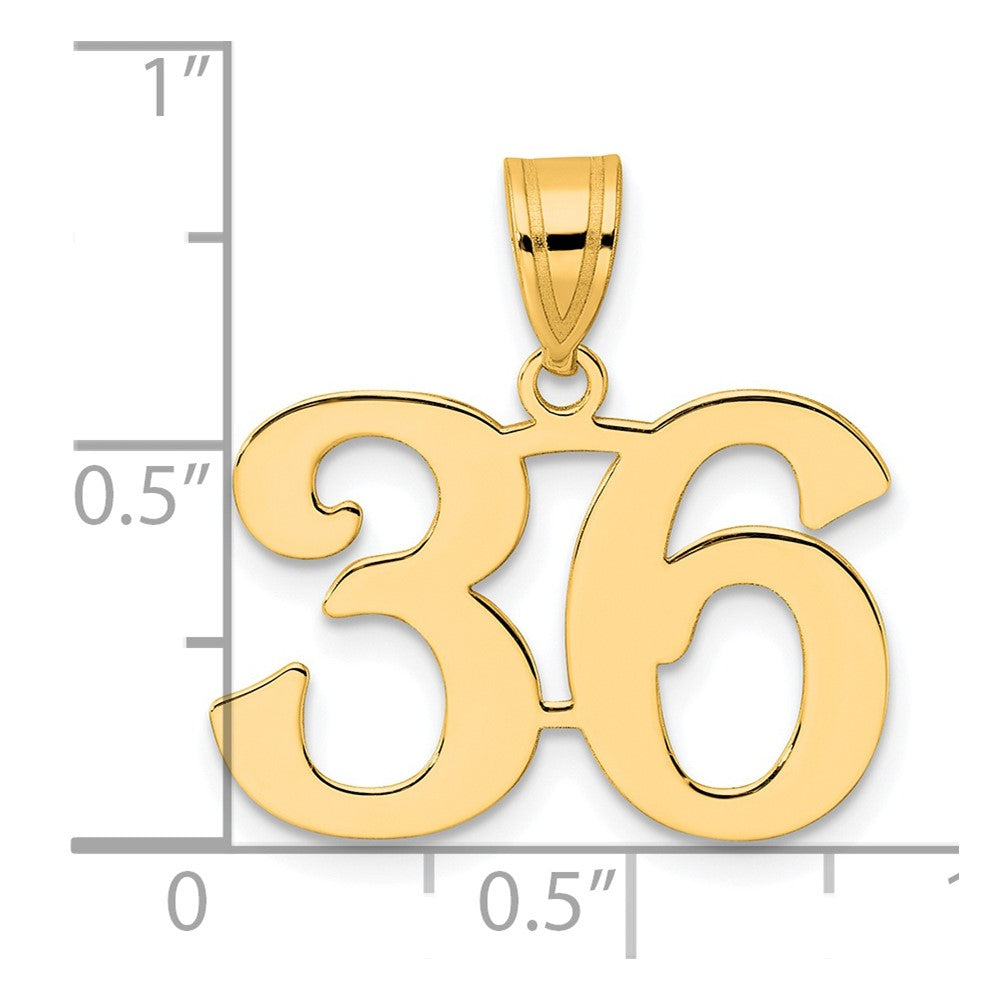 14k Yellow Gold Polished Number 36 Pendant