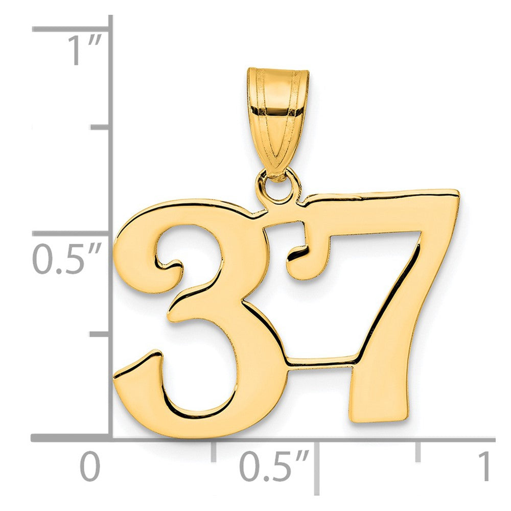14k Yellow Gold Polished Number 37 Pendant