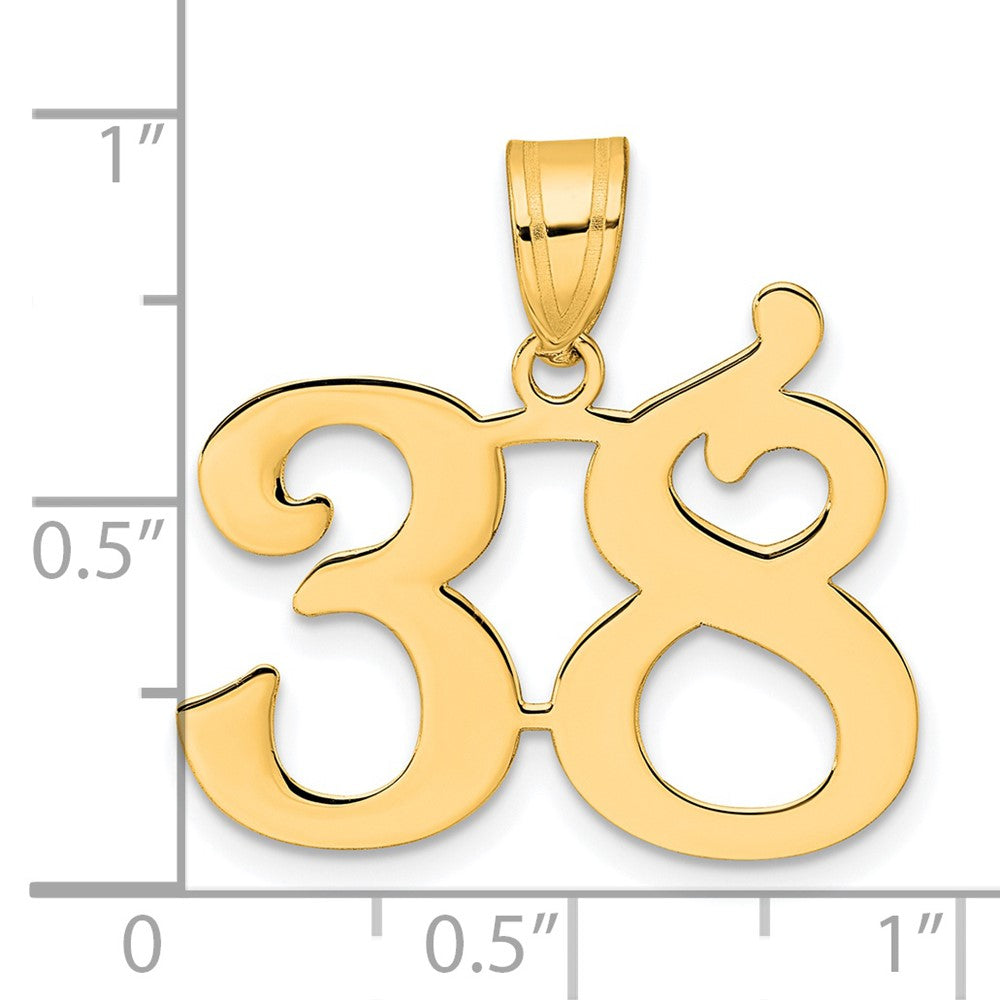 14k Yellow Gold Polished Number 38 Pendant