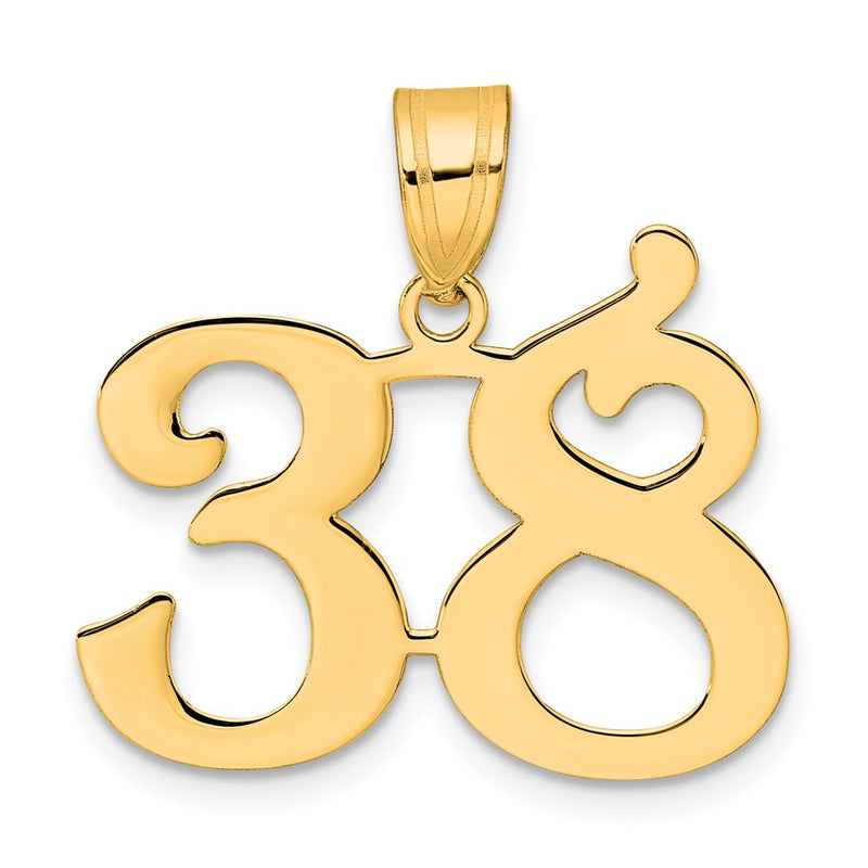 14k Yellow Gold Polished Number 38 Pendant
