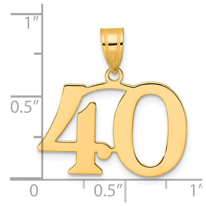 14k Yellow Gold Polished Number 40 Pendant