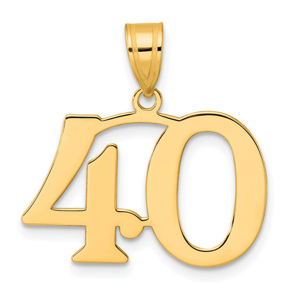14k Yellow Gold Polished Number 40 Pendant