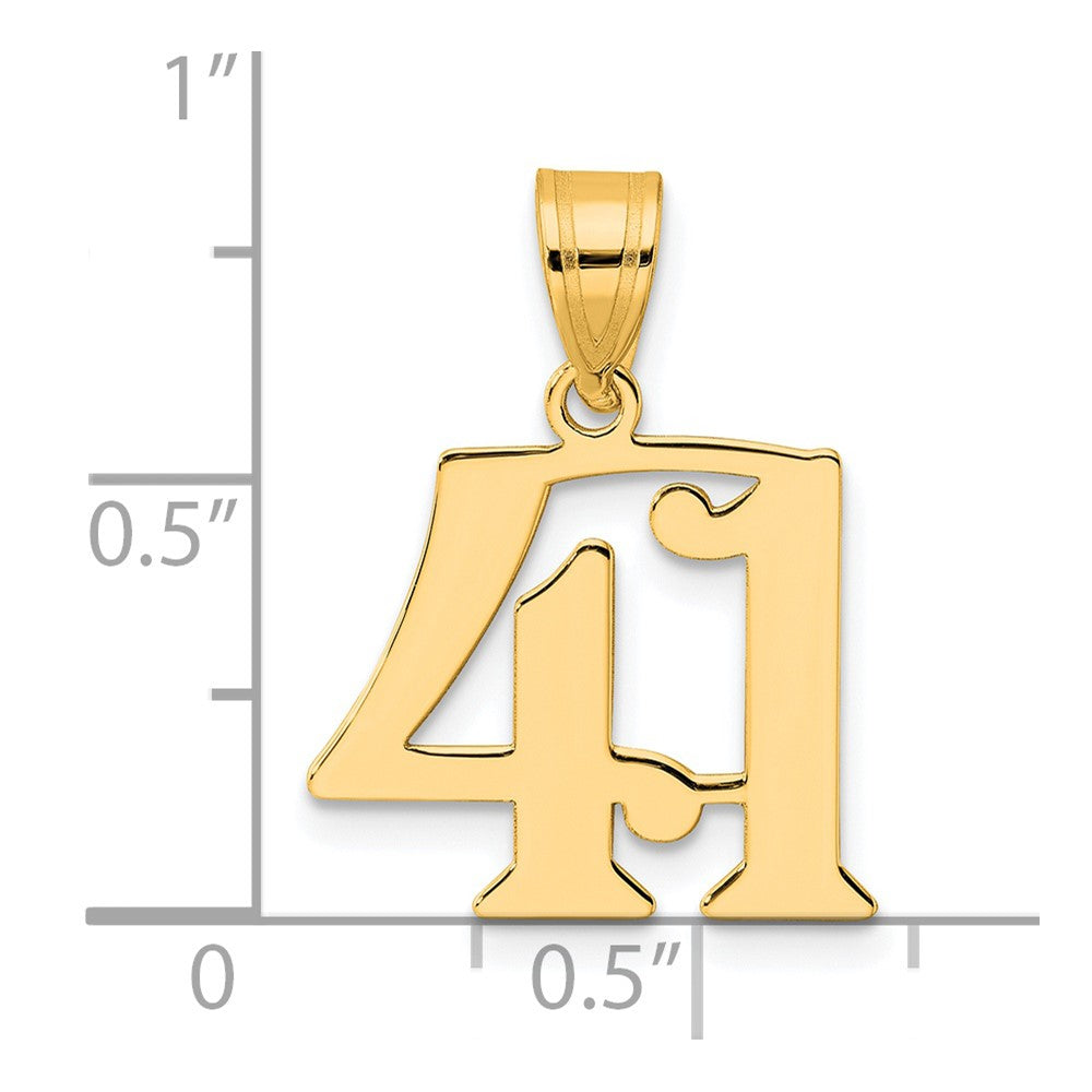 14k Yellow Gold Polished Number 41 Pendant