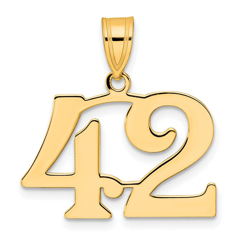 14k Yellow Gold Polished Number 42 Pendant