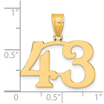 14k Yellow Gold Polished Number 43 Pendant
