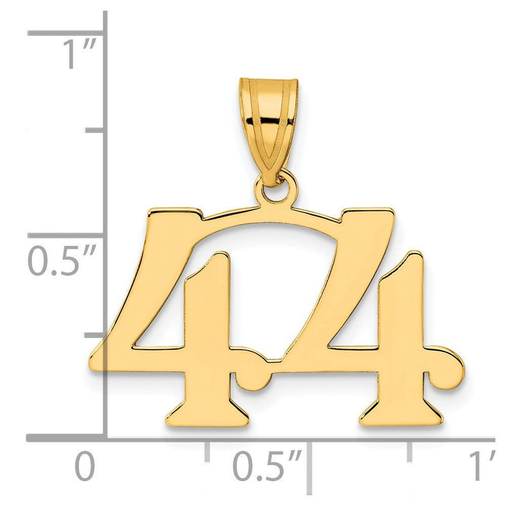 14k Yellow Gold Polished Number 44 Pendant