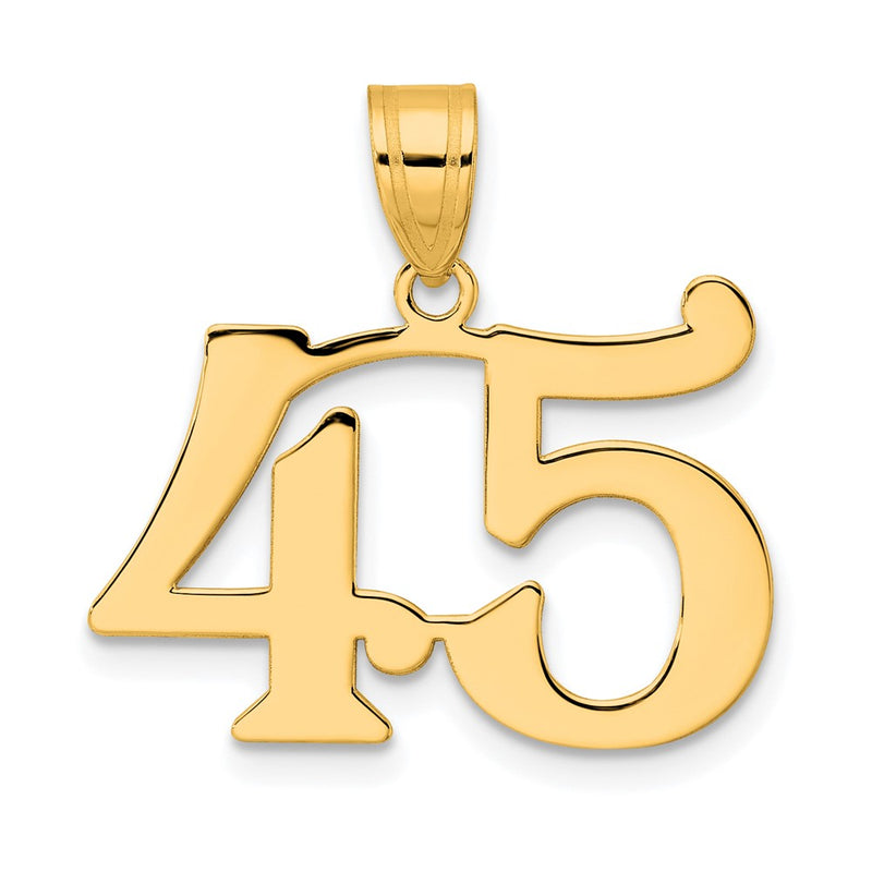 14k Yellow Gold Polished Number 45 Pendant