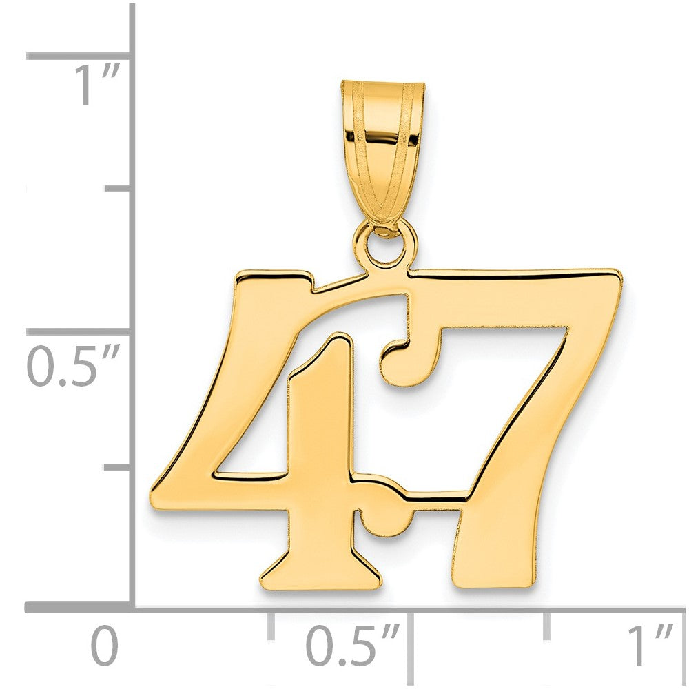 14k Yellow Gold Polished Number 47 Pendant