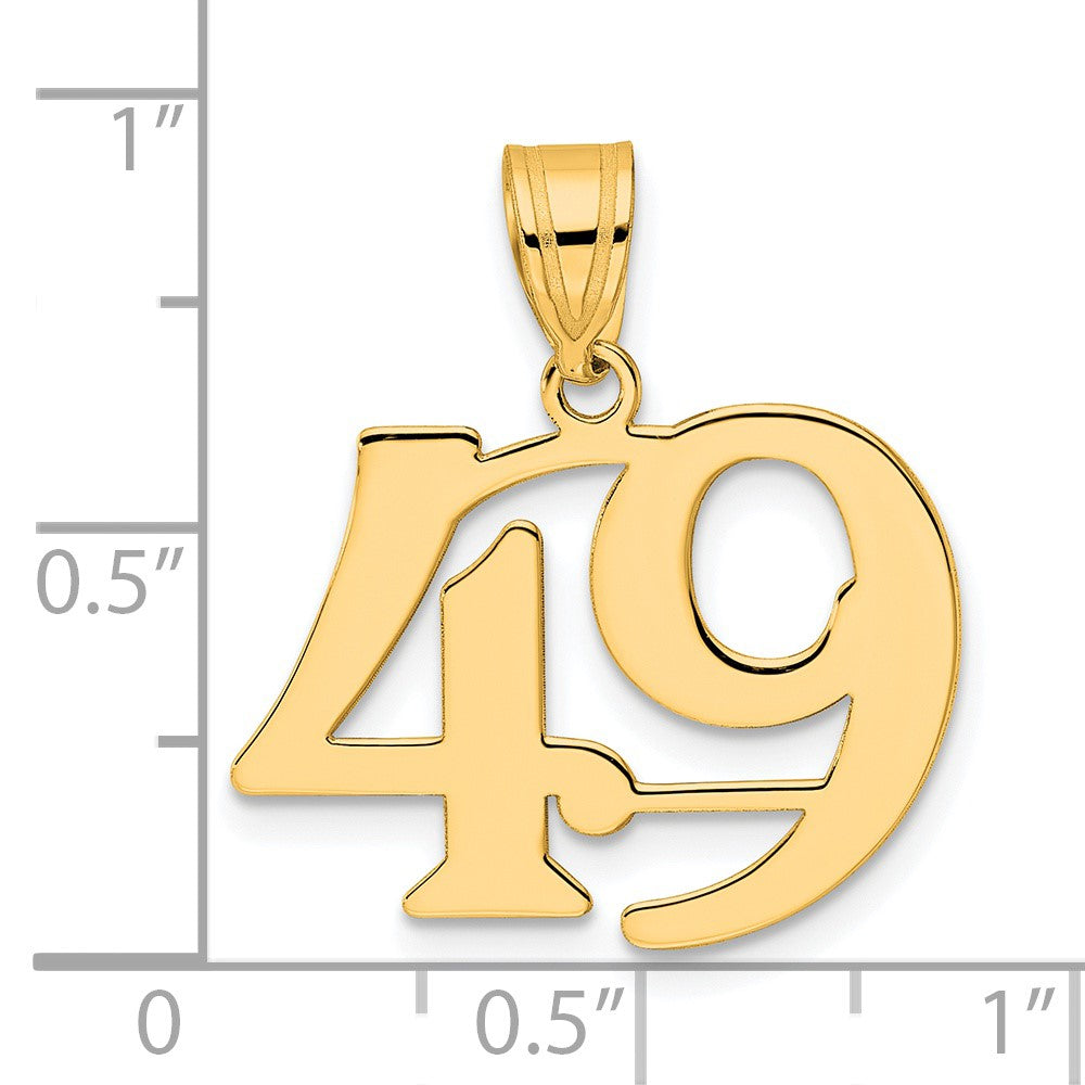 14k Yellow Gold Polished Number 49 Pendant
