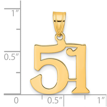 14k Yellow Gold Polished Number 51 Pendant
