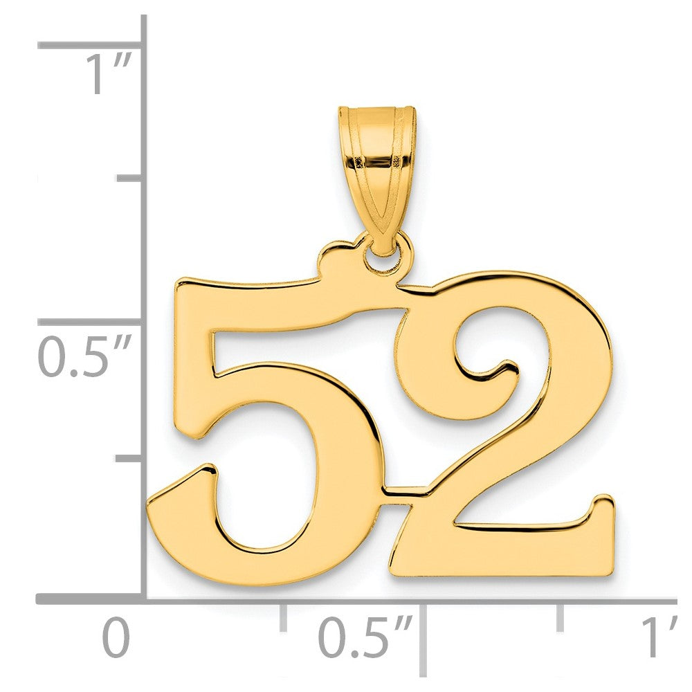 14k Yellow Gold Polished Number 52 Pendant