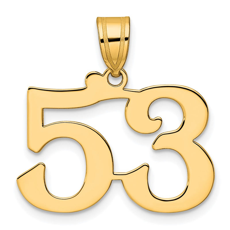 14k Yellow Gold Polished Number 53 Pendant