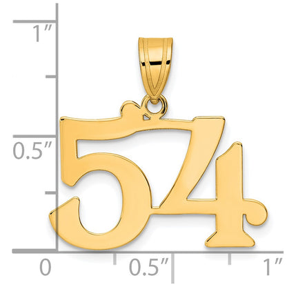 14k Yellow Gold Polished Number 54 Pendant