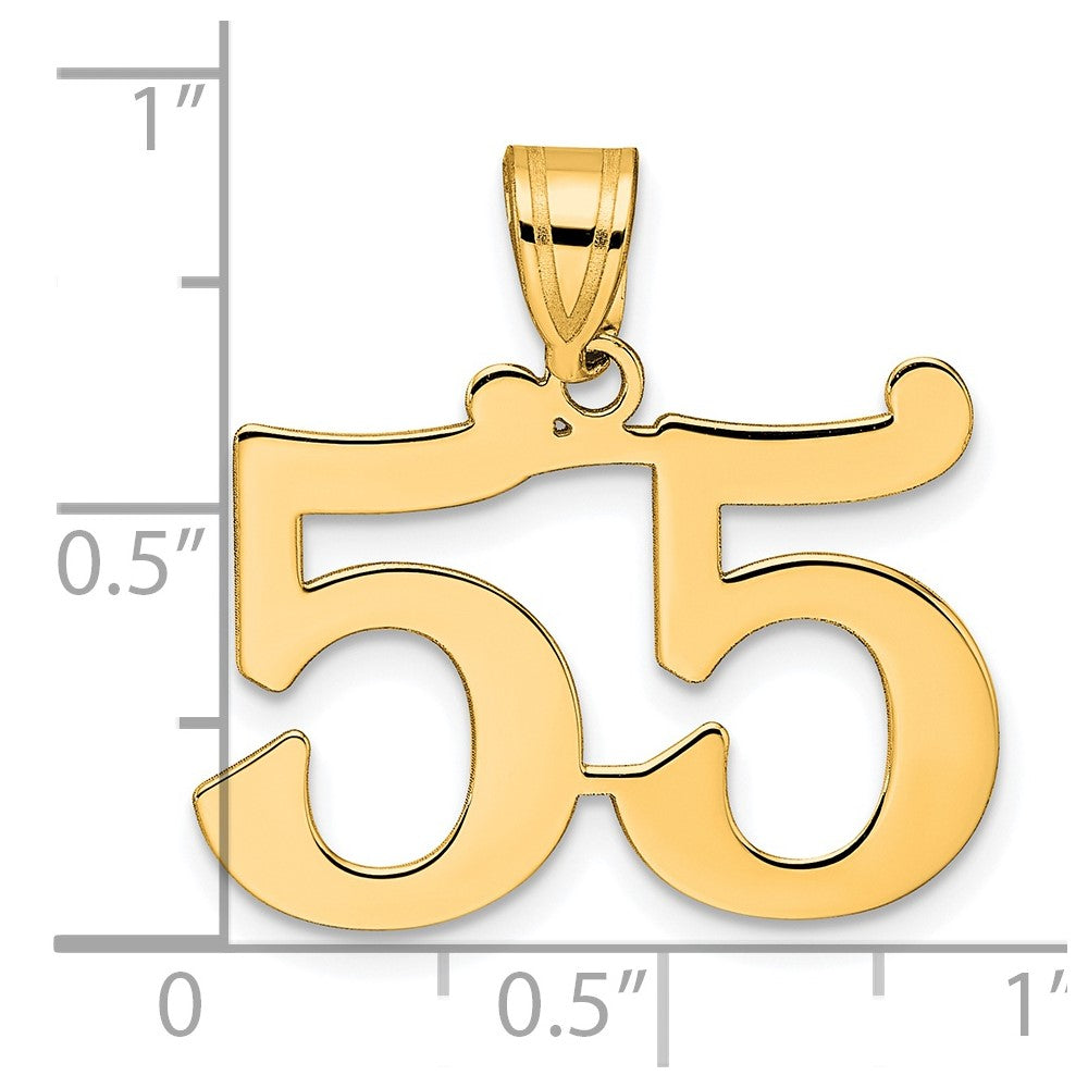 14k Yellow Gold Polished Number 55 Pendant