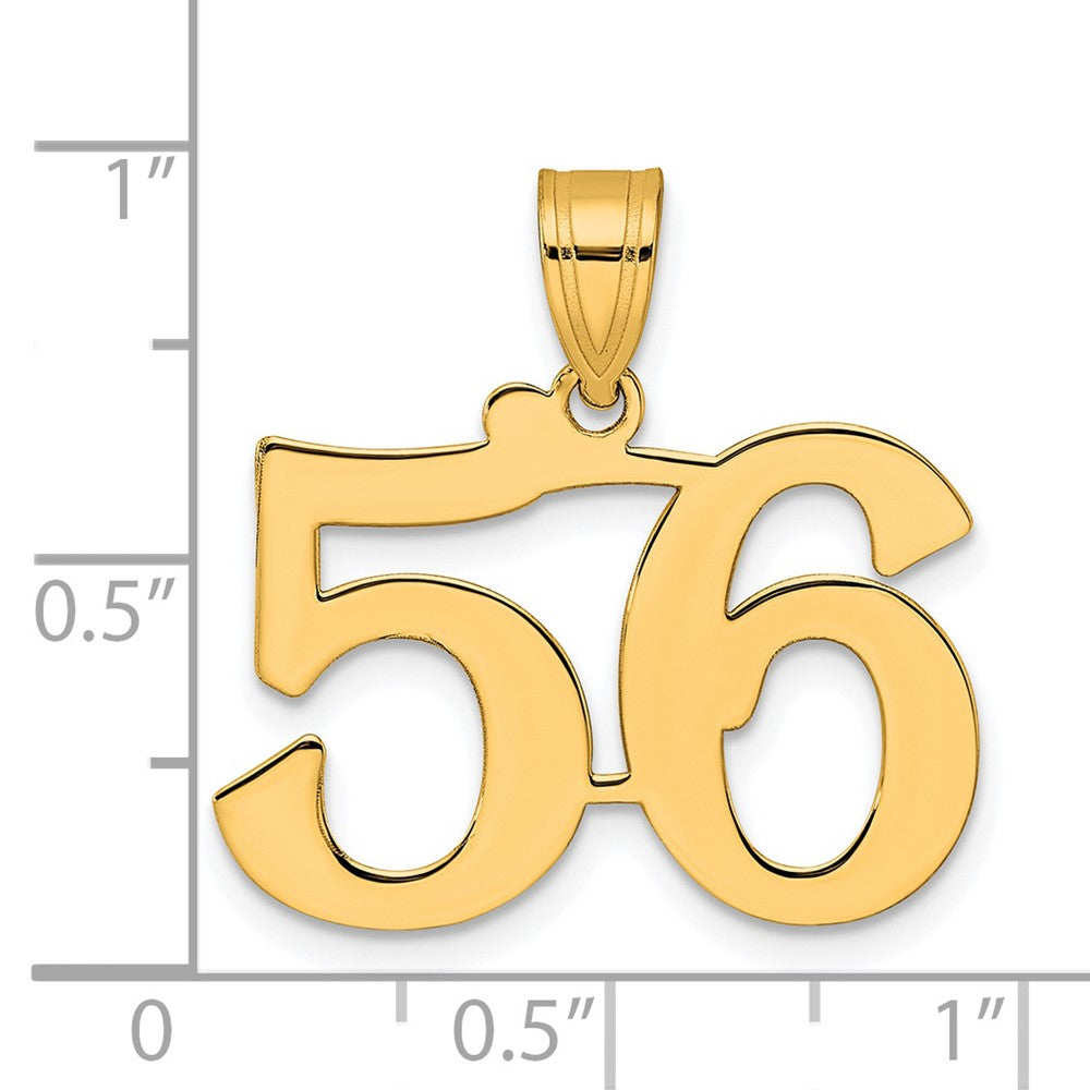 14k Yellow Gold Polished Number 56 Pendant