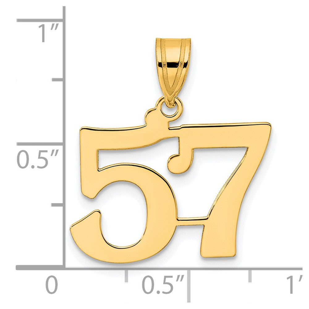 14k Yellow Gold Polished Number 57 Pendant
