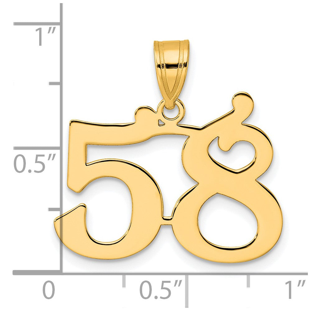 14k Yellow Gold Polished Number 58 Pendant