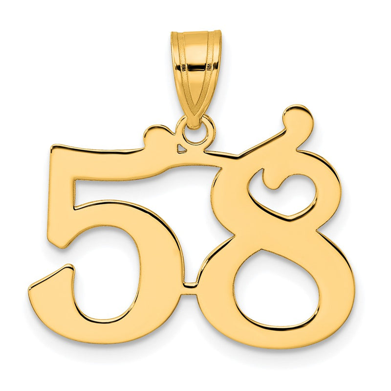 14k Yellow Gold Polished Number 58 Pendant