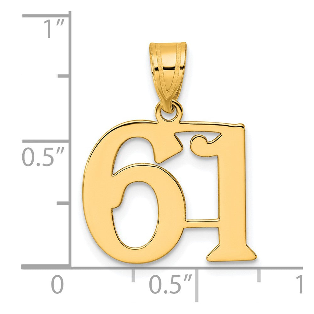 14k Yellow Gold Polished Number 61 Pendant