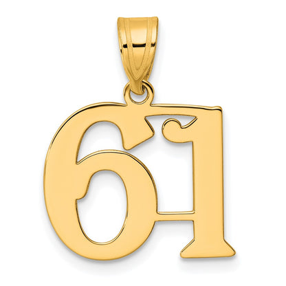 14k Yellow Gold Polished Number 61 Pendant