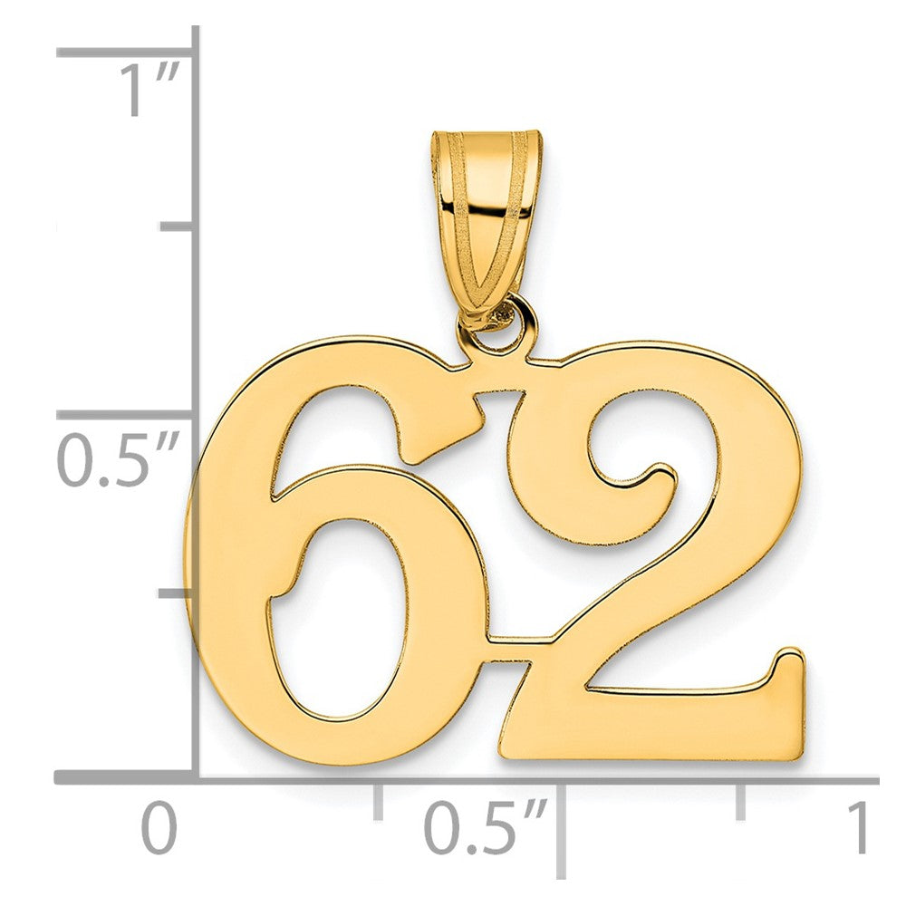 14k Yellow Gold Polished Number 62 Pendant