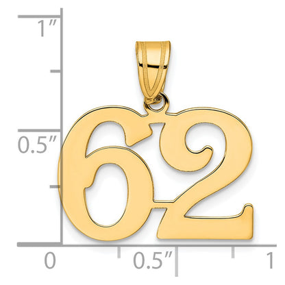 14k Yellow Gold Polished Number 62 Pendant