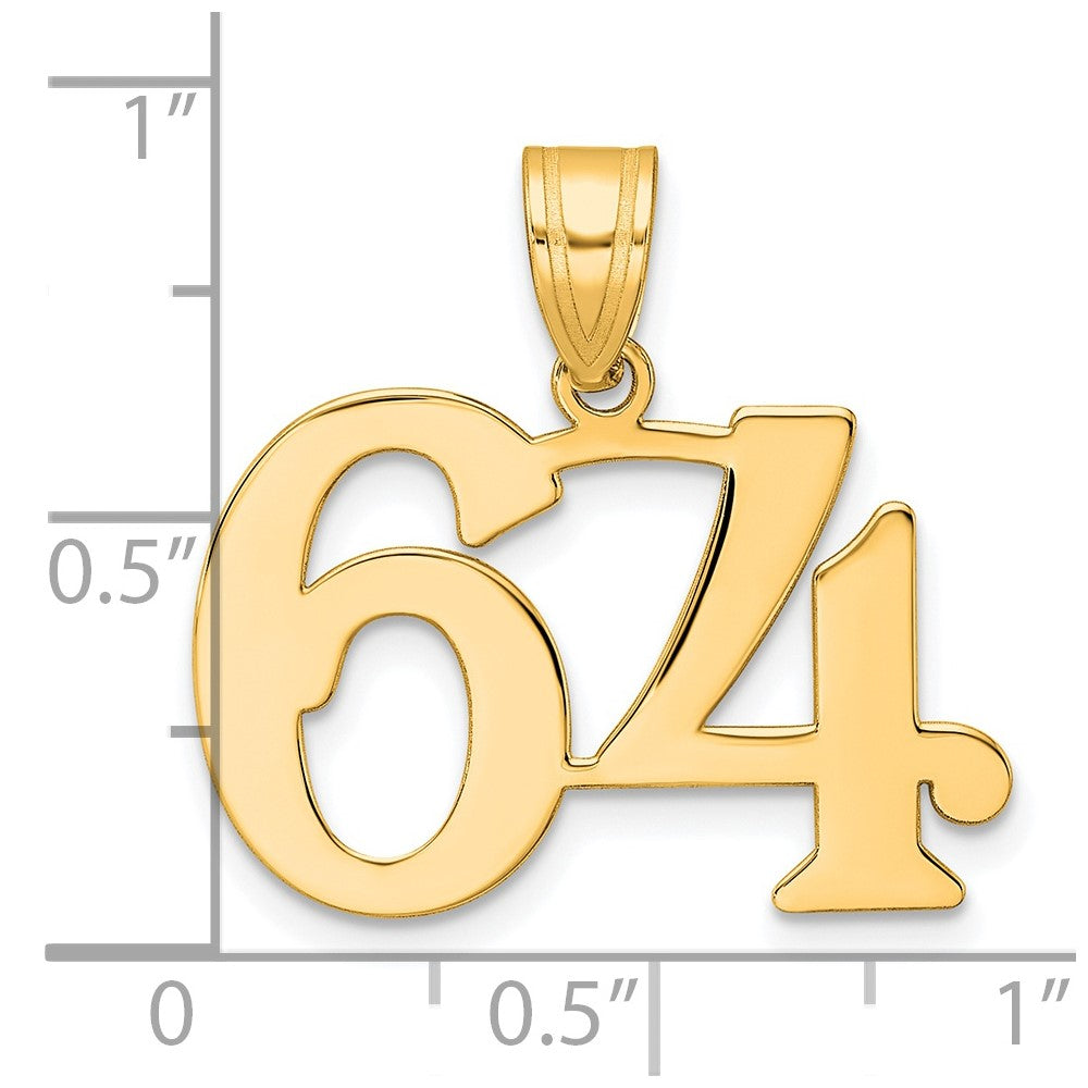 14k Yellow Gold Polished Number 64 Pendant