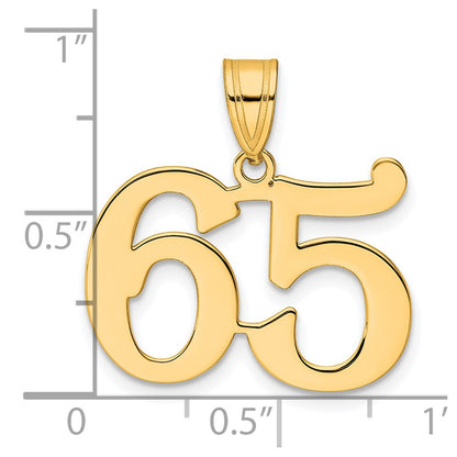 14k Yellow Gold Polished Number 65 Pendant