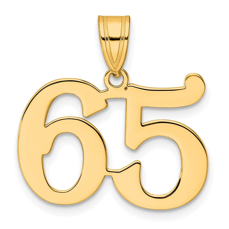 14k Yellow Gold Polished Number 65 Pendant