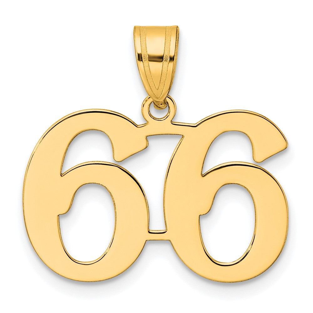 14k Yellow Gold Polished Number 66 Pendant