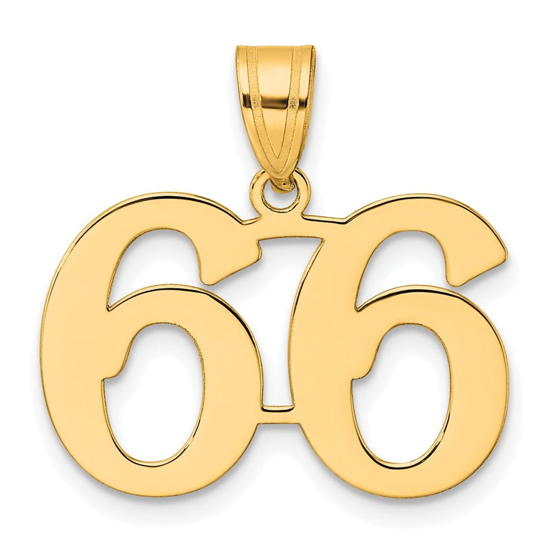 14k Yellow Gold Polished Number 66 Pendant