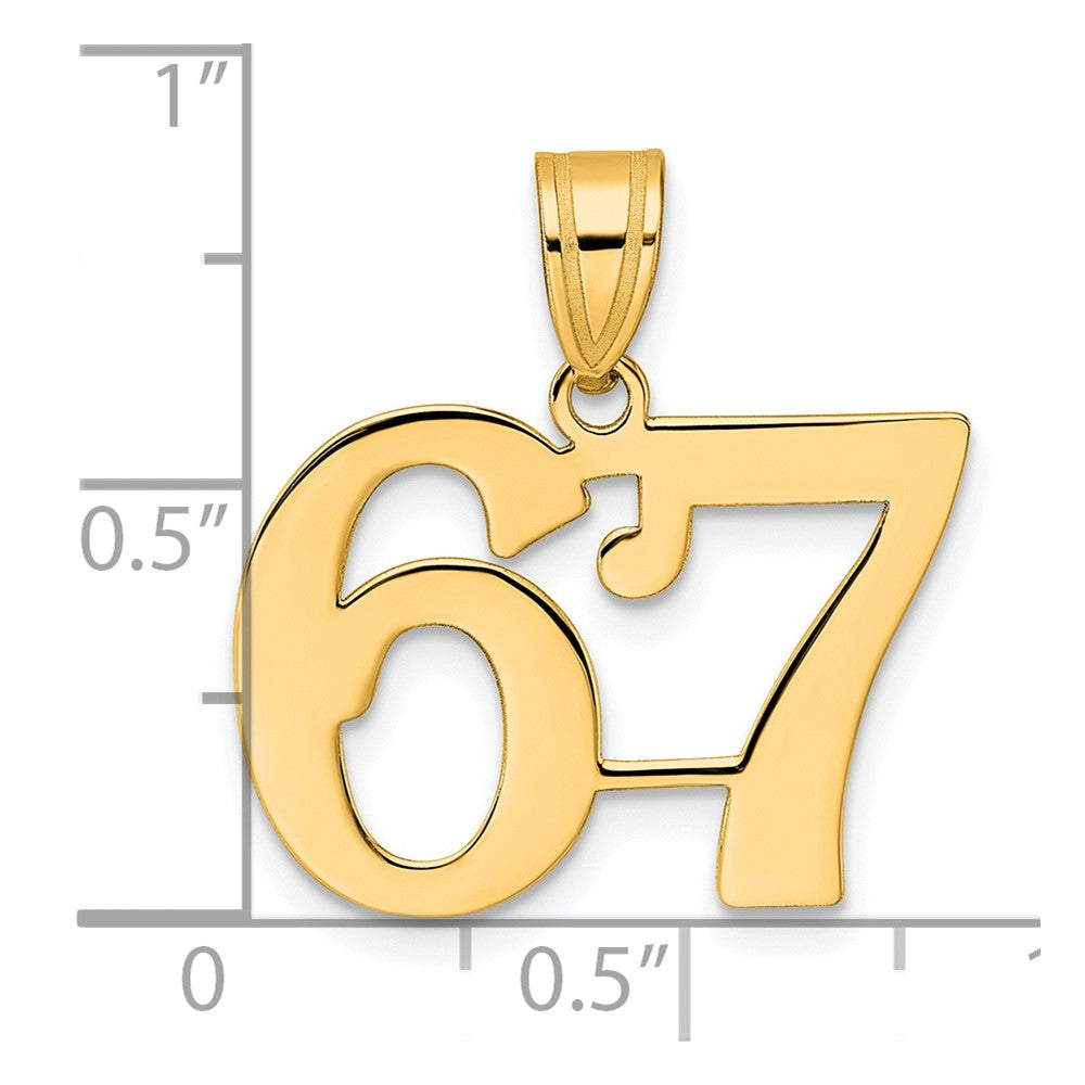 14k Yellow Gold Polished Number 67 Pendant