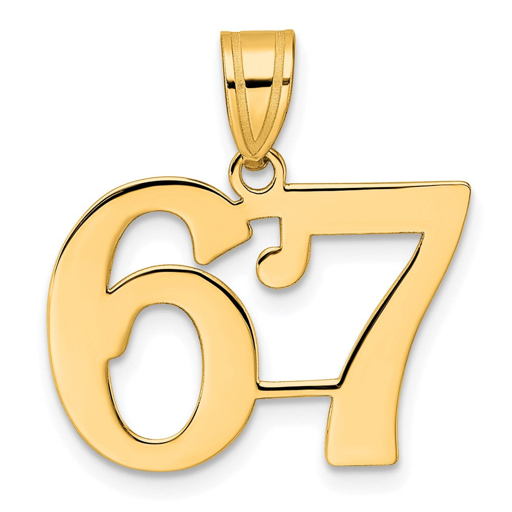 14k Yellow Gold Polished Number 67 Pendant